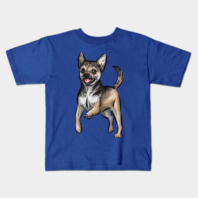 Cute Chihuahua Dog Kids T-Shirt by Shirin Illustration